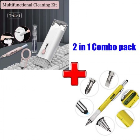 (2 Item Combo pack) cleaning kit 7 in 1 With Ballpoint Pen with Modern Handheld Tool