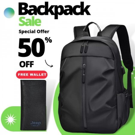 (Black Moneybag Free ) Waterproof Multi-Functional Laptop Backpack Black GX-00