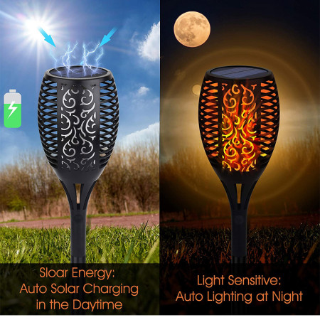 1 Pis Outdoor Rechargeable Solar Flame Lights Waterproof Garden Lamp