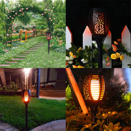 6 Pis Outdoor Rechargeable Solar Flame Lights Waterproof Garden Lamp