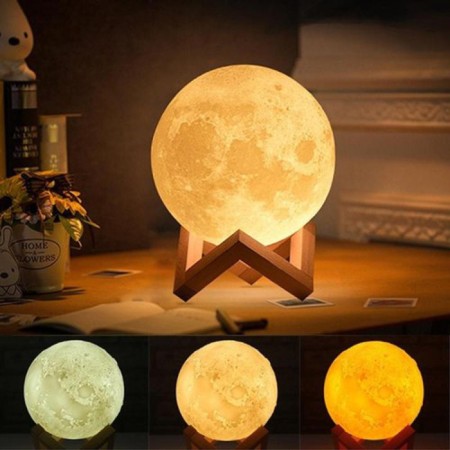 Multicolor 3D Moon Rechargeable Lamp 16 Colors With Remote Free