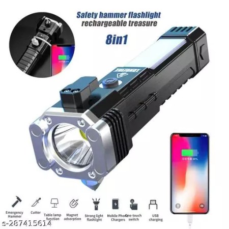 8 in 1 Hammer Multi Tasking Led Flashlight-No Zoom (হালকা তাই হাতে কষ্ট নেই )