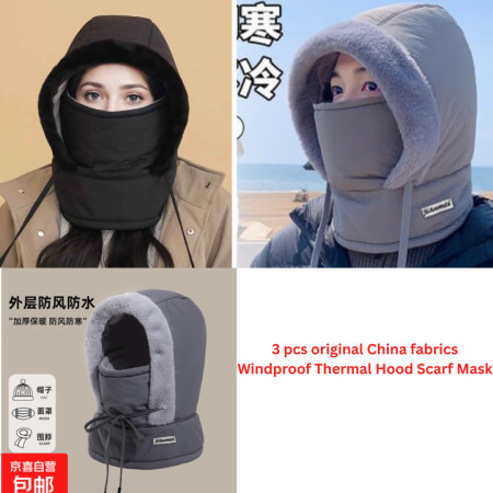3 pcs Windproof Thermal Hood Scarf Mask