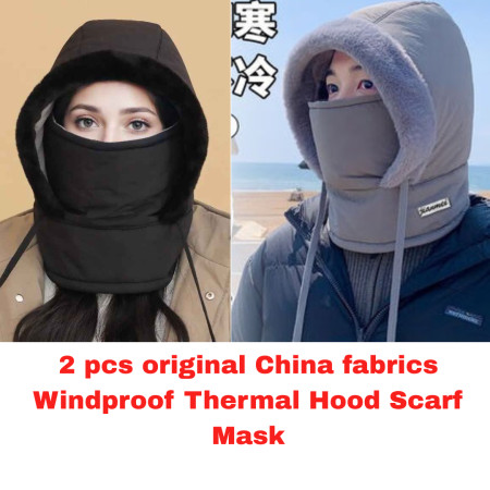 2 pcs Windproof Thermal Hood Scarf Mask