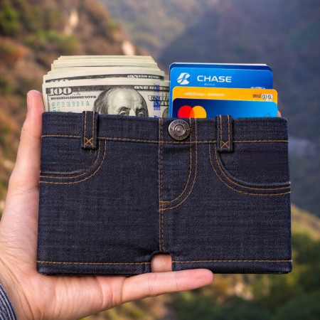 Pocket Jeans Wallet Unisex Blue Denim